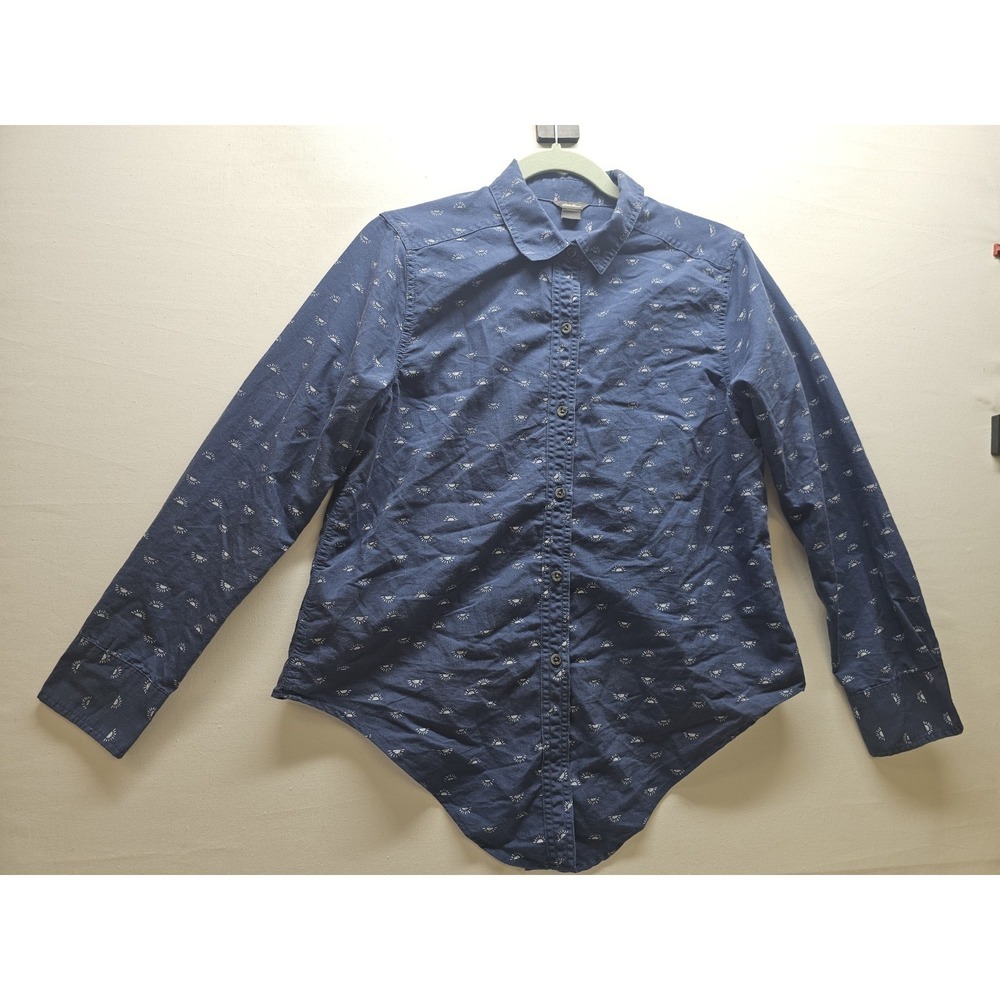VTG Y2K Eddie Bauer M Sunburst Micro Print Long Sleeve Button Up Shirt Gorpcore